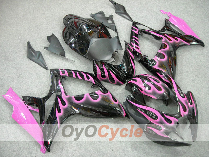 Kit de carénage à injection pour GSX R600 06-07 - Noir, rose - Flamme #OYO87901493 Image principale du produit