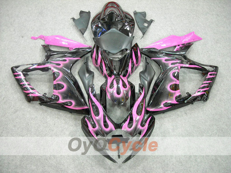 Kit de carénage injecté pour GSX R750 06-07 - Noir, rose - Flamme #OYO87901287