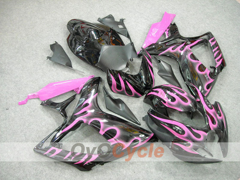 Kit de carénage injecté pour GSX R750 06-07 - Noir, rose - Flamme #OYO87901287