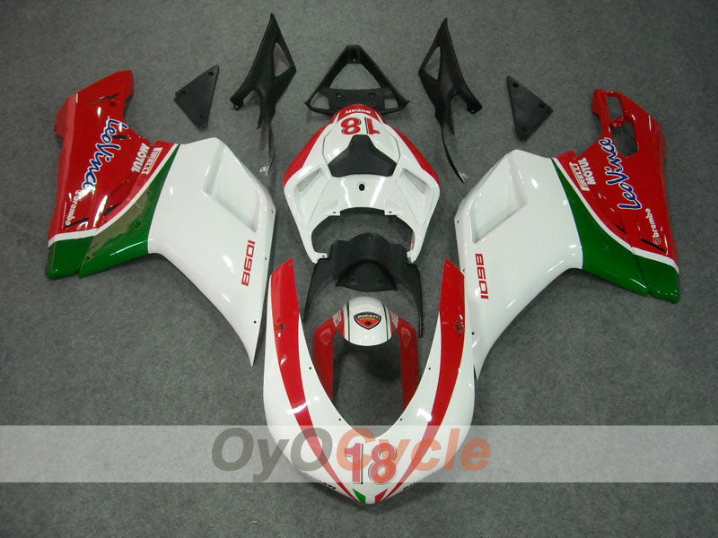 Kit de carénage à injection pour Ducati 1098 07-09 - Rouge, Blanc - Style usine #OYO87902310 Image principale du produit