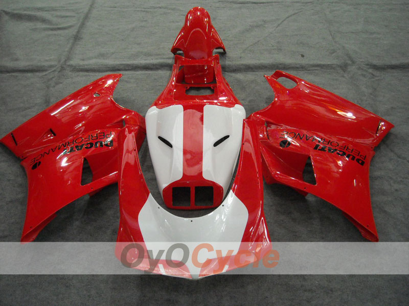 Kit de carénage à injection pour Ducati 748 94-02 - Rouge, Blanc - Style d'usine #OYO87902044