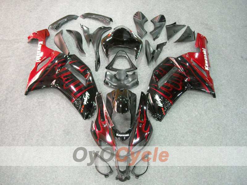 Kit de carénage à injection pour NINJA ZX-6R 07-08 - Rouge, Noir - Flamme #OYO87901934 Image principale du produit