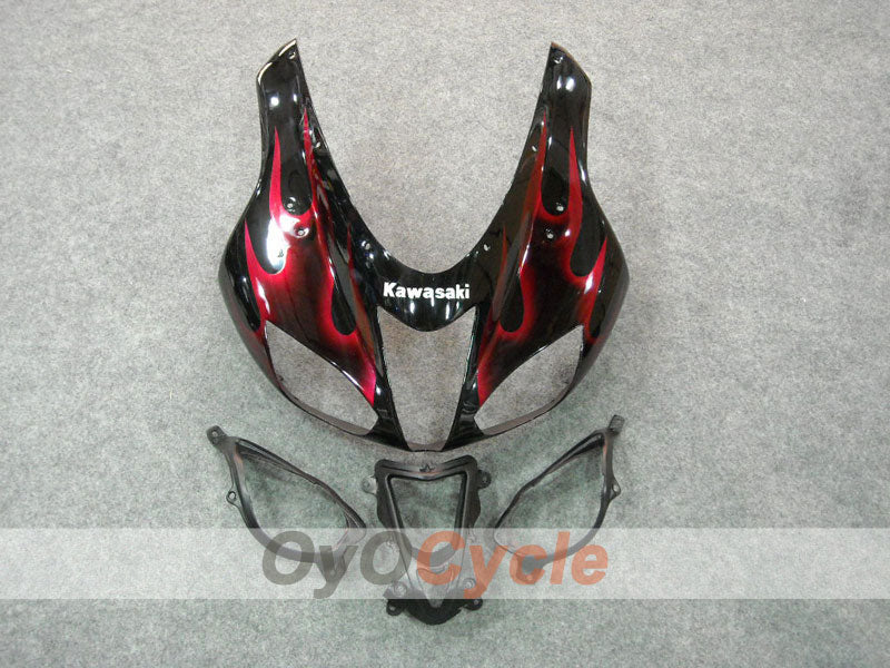 Kit de carénage à injection pour NINJA ZX-6R 07-08 - Rouge, Noir - Flamme #OYO87901934