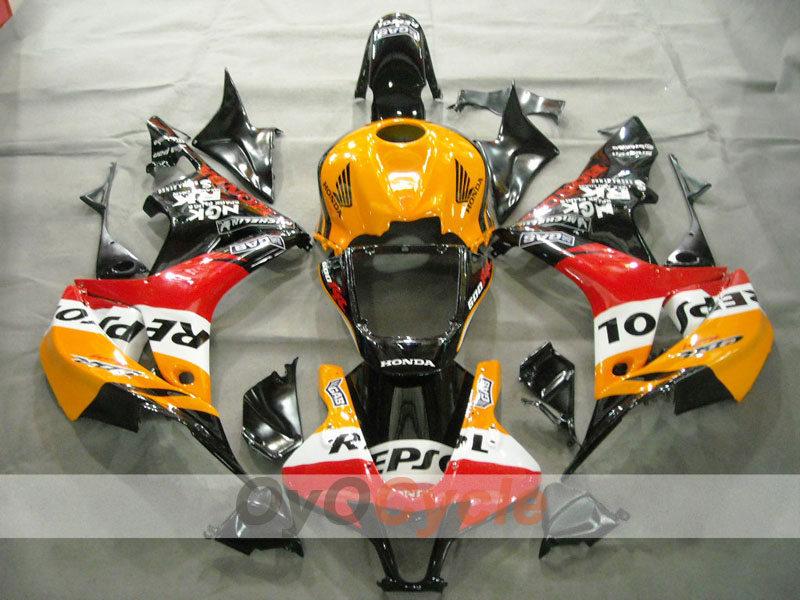 Kit de carénage injecté pour CBR600RR 07-08 - Orange, Noir - Repsol #OYO87900428