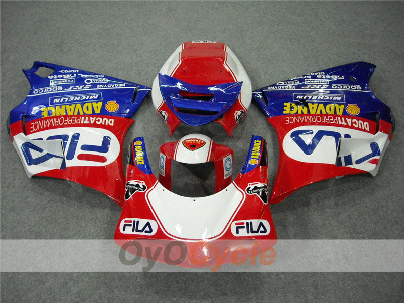 Kit de carénage à injection pour Ducati 998 de 02-04 - Rouge, bleu - FILA #OYO87902286
