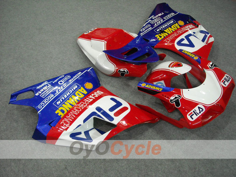 Kit de carénage injecté pour Ducati 996 99-02 - Rouge, bleu - FILA #OYO87902217