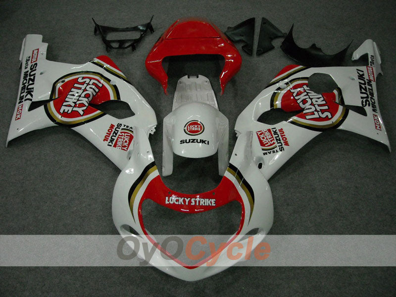 Kit de carénage à injection pour GSX R750 00-03 - Rouge, Blanc - Lucky Strike #OYO87901058