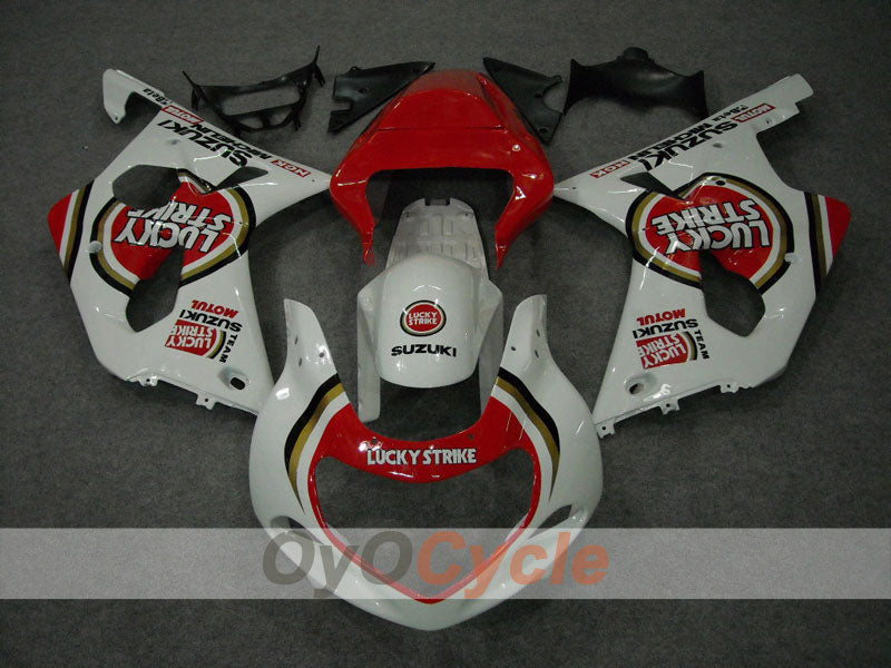 Kit de carénage à injection pour GSX R750 00-03 - Rouge, Blanc - Lucky Strike #OYO87901058