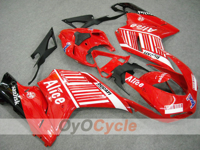 Kit de carénage injecté pour Ducati 1098 07-09 - Rouge, Noir - Alice #OYO87902273