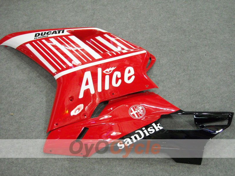 Kit de carénage injecté pour Ducati 1198 09-11 - Rouge, Noir - Alice #OYO87902326