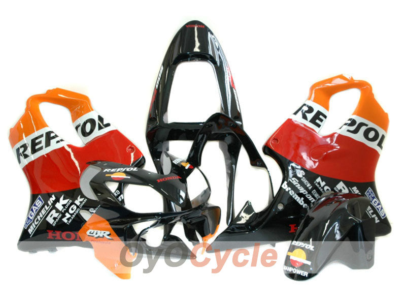 Kit de carénage à injection pour CBR600F4i 01-03 - Orange, noir - MICHELIN, Repsol #OYO87900188