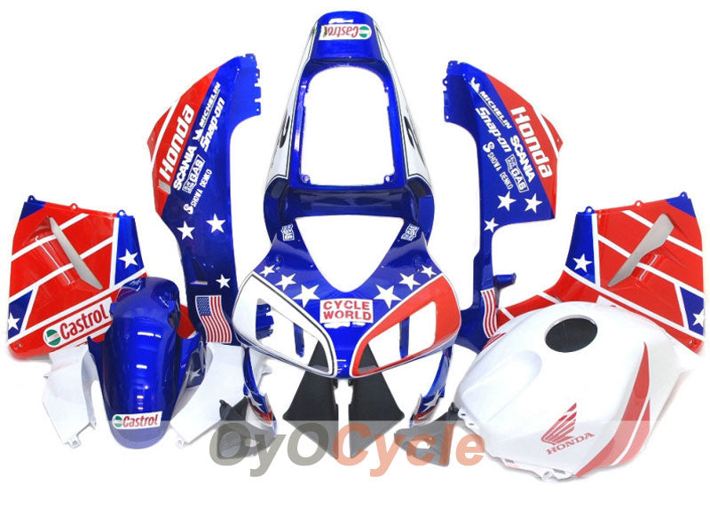Kit de carénage injecté pour CBR600RR 03-04 - Rouge, Bleu - Castrol #OYO87900222 Image principale du produit