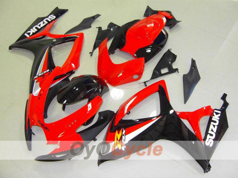 Kit de carénages injectés pour GSX R600 06-07 - Rouge, Noir - Style usine #OYO87901553