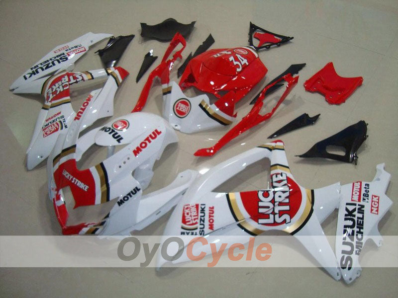Kit de carénage à injection pour GSX R750 08-10 - Rouge, Blanc - Lucky Strike #OYO87901452