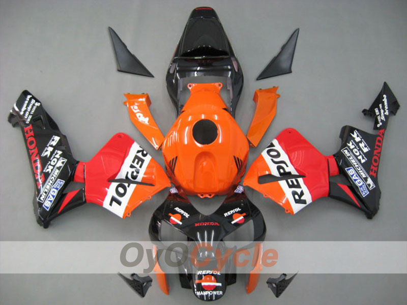 Kit de carénages injectés pour CBR600RR 03-04 - Orange, Noir - Repsol #OYO87902580
