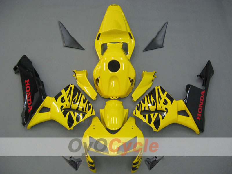 Kit de carénages à injection pour CBR600RR 03-04 - Jaune, noir - Flamme #OYO87902513 Image principale du produit