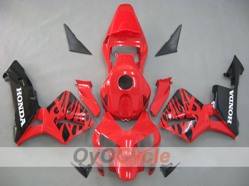 Kit de carénage injecté pour CBR600RR 03-04 - Rouge, noir - Flamme #OYO87902514