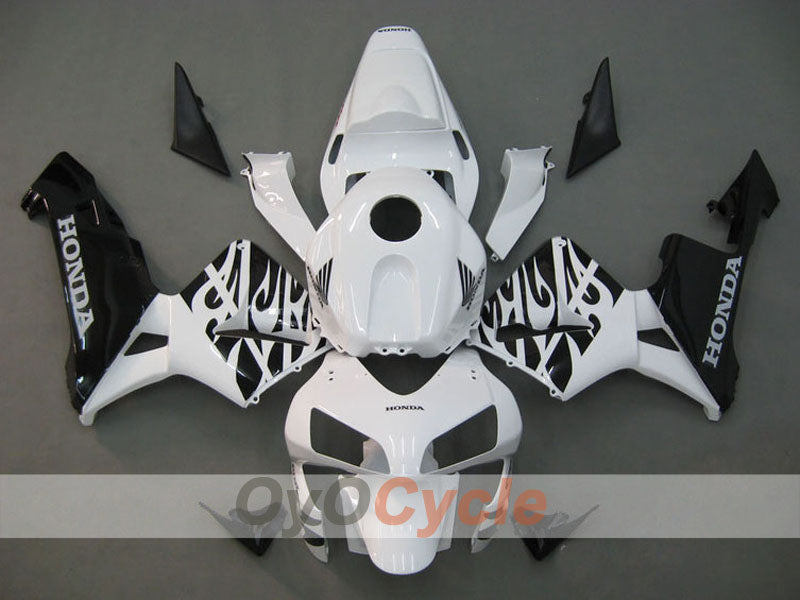 Kit de carénage injecté pour CBR600RR 03-04 - Blanc, noir - Flamme #OYO87902515