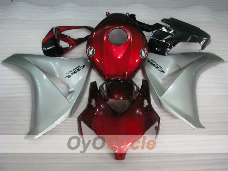 Kit de carénage injecté pour CBR1000RR 08-11 - Rouge, Argent - Style d'origine #OYO87900711