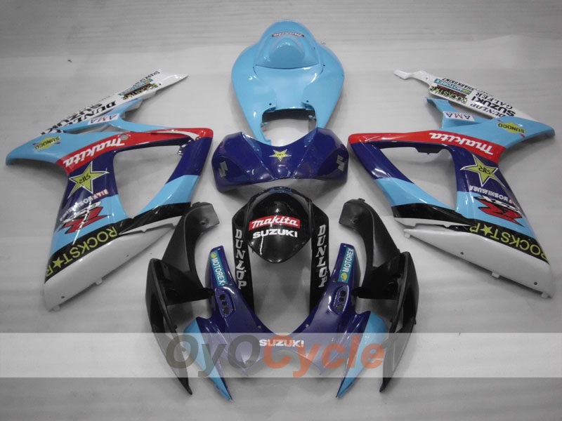 Kit de carénages à injection pour GSX R600 06-07 - Bleu, Noir - DUNLOP #OYO87901466