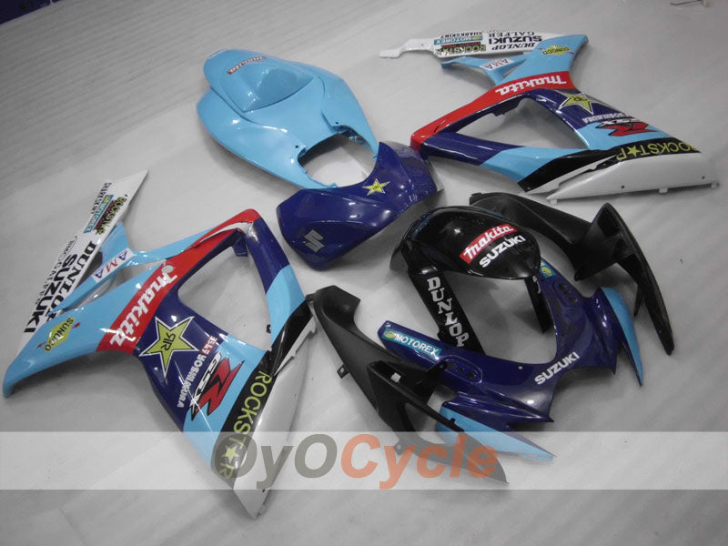Kit de carénages à injection pour GSX R600 06-07 - Bleu, Noir - DUNLOP #OYO87901466