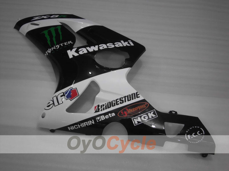 Kit de carénage à injection pour NINJA ZX-6R 03-04 - Blanc, Noir - Monster #OYO87901810
