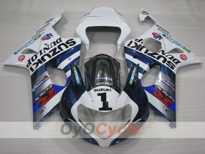 Kit de carénage à injection pour GSX R1000 00-02 - Bleu, Blanc - DUNLOP #OYO87905182