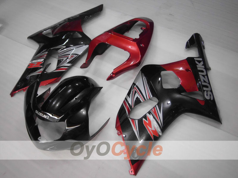Kit de carénage à injection pour GSX R600 01-03 - Rouge, Noir - Style d'usine #OYO87901069