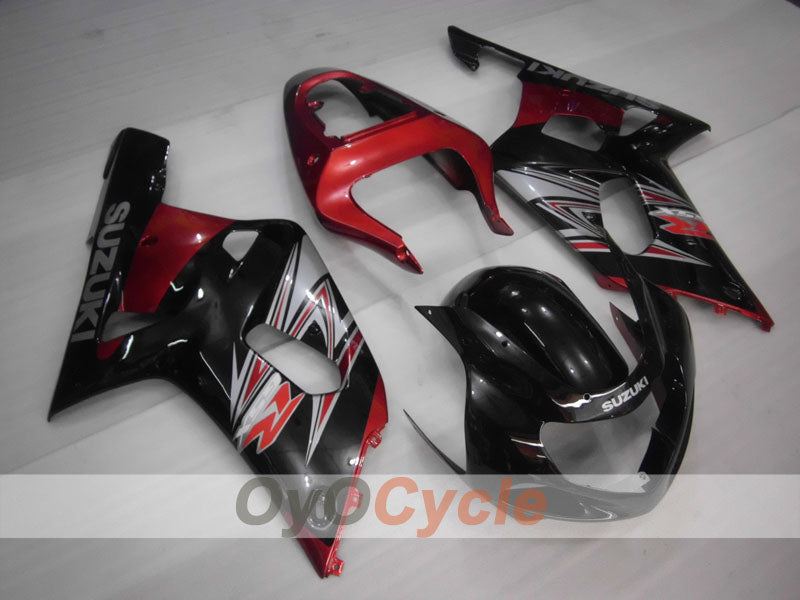 Kit de carénage à injection pour GSX R600 01-03 - Rouge, Noir - Style d'usine #OYO87901069
