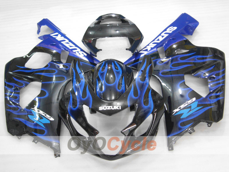 Kit de carénages injectés pour GSXR600 04-05 - Bleu, Noir - Flamme #OYO87901178 Image principale du produit