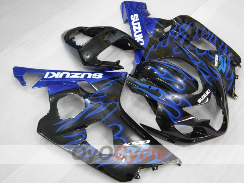 Kit de carénages injectés pour GSXR600 04-05 - Bleu, Noir - Flamme #OYO87901178