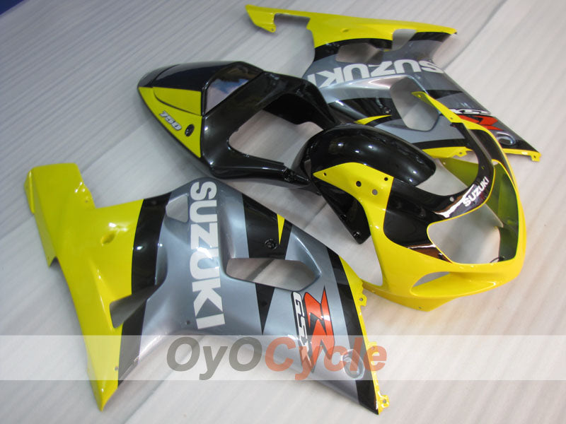 Kit de carénage à injection pour GSX R750 00-03 - Jaune, Argent - Style usine #OYO87905118 Image principale du produit