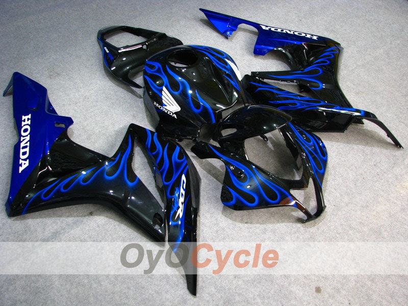 Kit de carénages à injection pour CBR600RR 07-08 - Bleu, noir - Flammes #OYO87900362