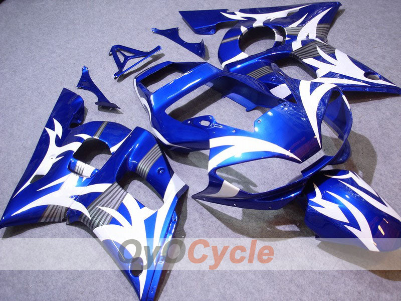 Kit de carénages à injection pour YZF-R6 98-02 - Bleu, blanc - Flamme #OYO87900991