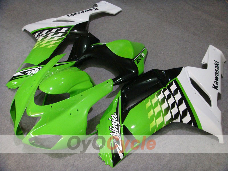 Kit de carénage moulé par injection pour NINJA ZX-6R 07-08 - Vert, Noir - Nakano #OYO87901970