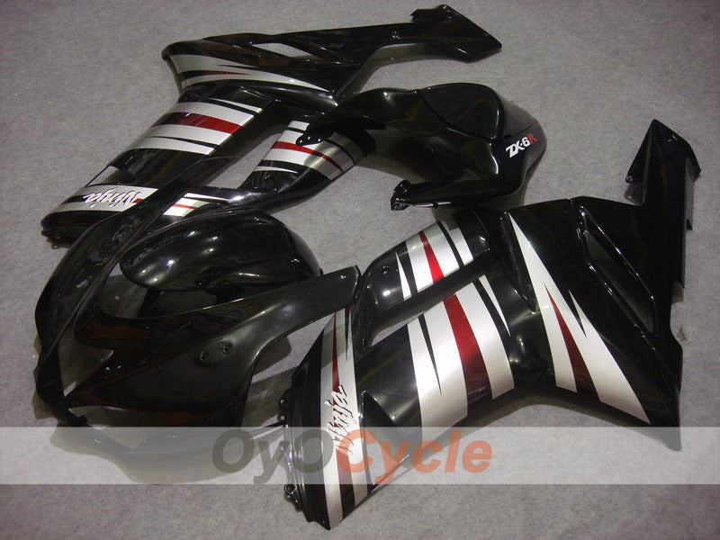 Kit de carénage à injection pour NINJA ZX-6R 07-08 - Noir, argent - Style d'usine #OYO87901919