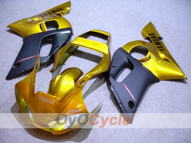 Kit de carénages injectés pour YZF-R6 98-02 - Noir, or - Style usine #OYO87901013