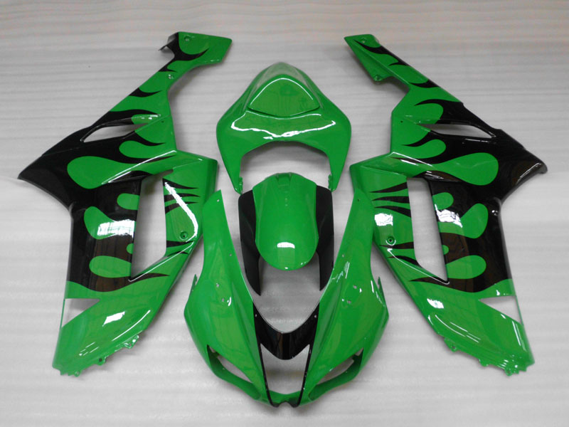 Kit de carénage à injection pour NINJA ZX-6R 07-08 - Vert, Noir - Flamme #OYO87901931