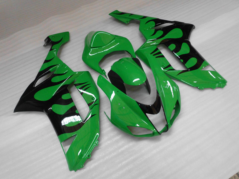 Kit de carénage à injection pour NINJA ZX-6R 07-08 - Vert, Noir - Flamme #OYO87901931 Image principale du produit