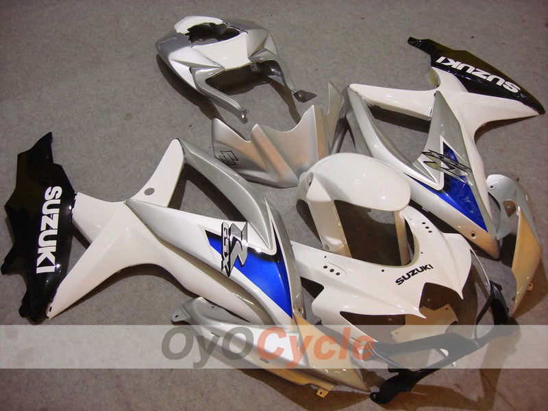 Kit de carénage à injection pour GSX R750 08-10 - Blanc, argent - Style d'origine #OYO87901415