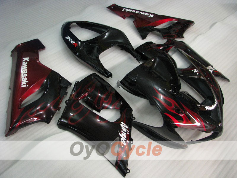 Kit de carénage à injection pour NINJA ZX-6R 05-06 - Rouge, Noir - Flamme #OYO87901868 Image principale du produit