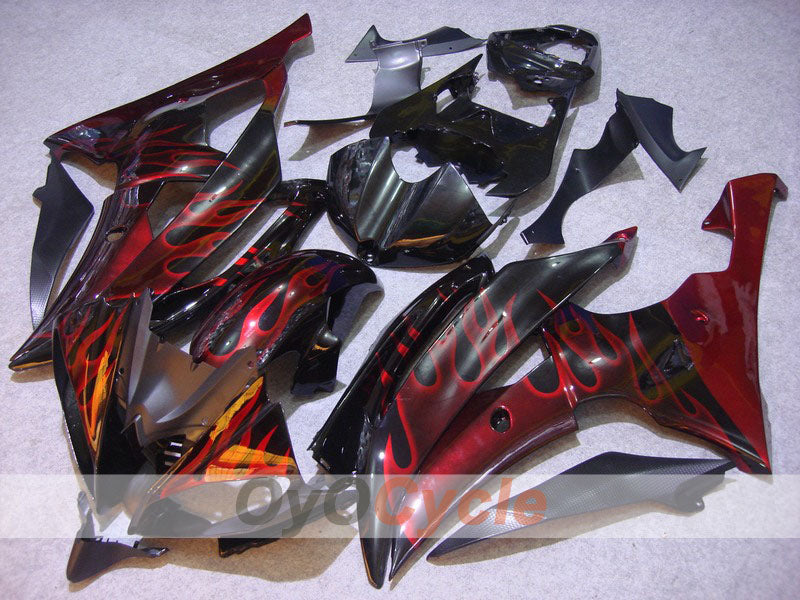 Kit de carénage à injection pour YZF-R6 08-16 - Rouge, Noir - Flamme #OYO87900965