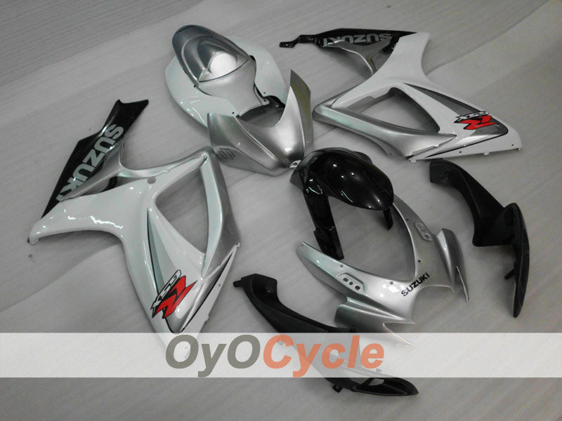 Kit de carénage à injection pour GSX R600 06-07 - Blanc, Argent - Style d'origine #OYO87901523