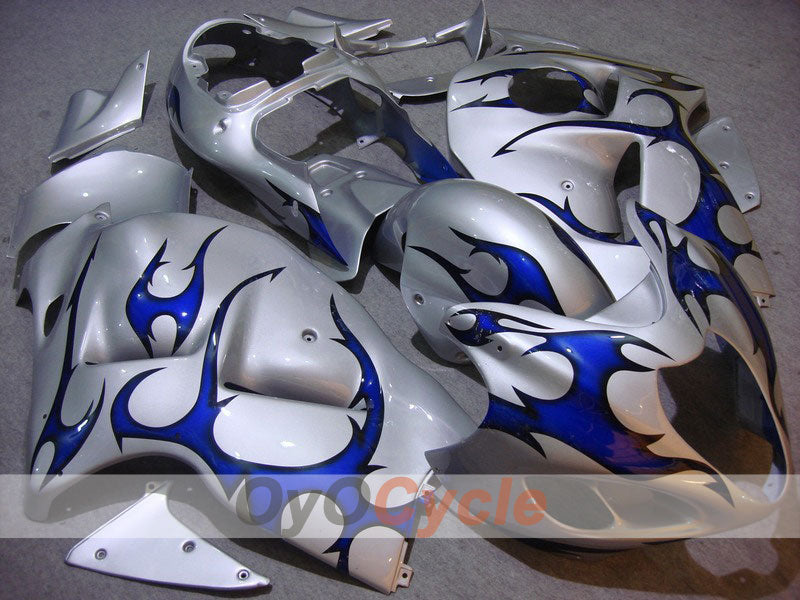 Kit de carénage à injection pour GSXR1300 Hayabusa 99-07 - Bleu, argenté - Flammes #OYO87902661 Image principale du produit