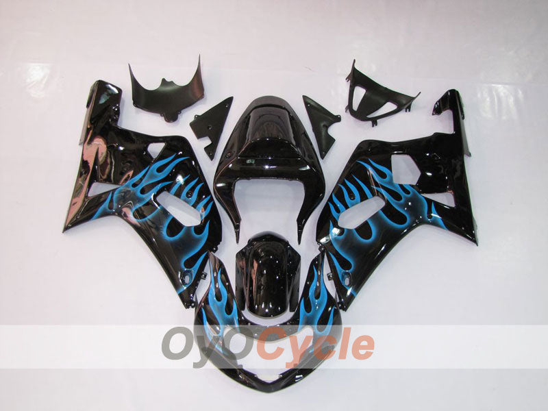 Kit de carénages à injection pour GSX R750 00-03 - Bleu, Noir - Flamme #OYO87901046