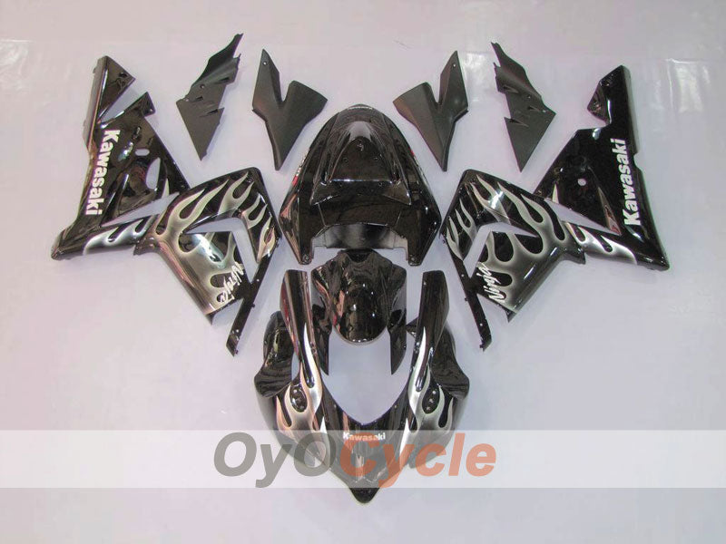 Kit de carénage à injection pour NINJA ZX-10R 04-05 - Noir, Argent - Flamme #OYO87902819