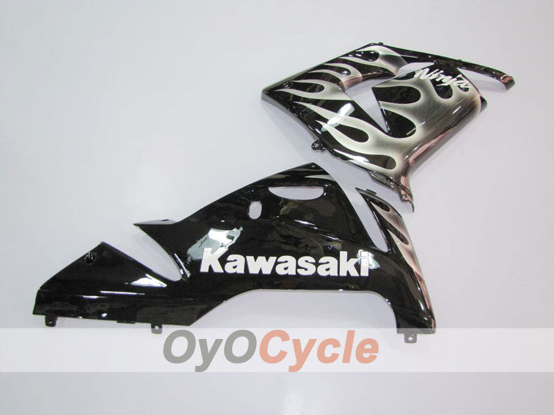 Kit de carénage à injection pour NINJA ZX-10R 04-05 - Noir, Argent - Flamme #OYO87902819