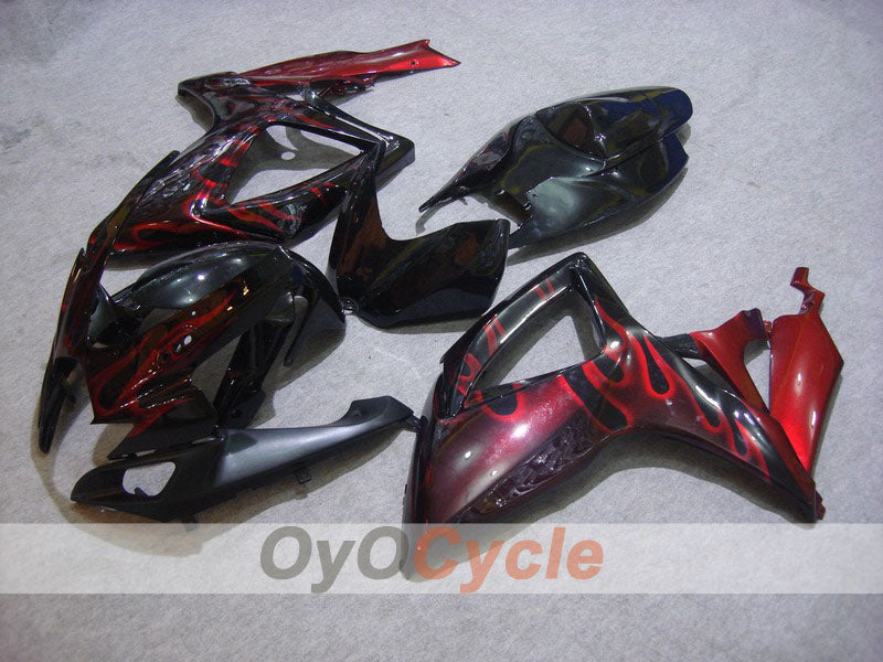 Kit de carénage à injection pour GSX R600 06-07 - Rouge, noir - Flamme #OYO87901498 Image principale du produit