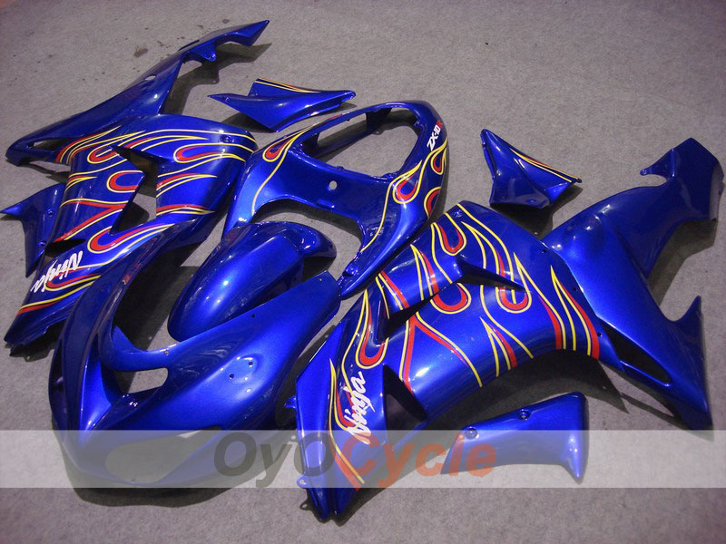 Kit de carénage à injection pour NINJA ZX-10R 06-07 - Jaune, Bleu - Flame #OYO87901616