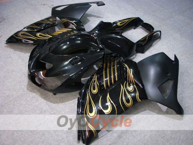 Kit de carénage injecté pour NINJA ZX-14R 06-11 - Noir, doré - Flamme #OYO87902011 Image principale du produit